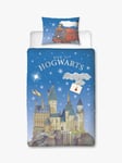 Harry Potter Glow In The Dark Reversible Pure Cotton Duvet Cover and Pillowcase Set, Single Set