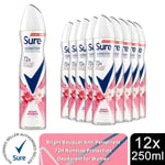Sure Women Antiperspirant Deodorant Bright Bouquet 72H Protection 250ml, 12Pack