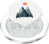 Mountain Peaks Green Pine Trees Orange Sun Design minimaliste PopSockets PopGrip pour MagSafe