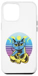 Coque pour iPhone 12 Pro Max Chat bleu crâne jaune croissant de lune pleine lune céleste