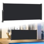 HENGMEI Balkong Infällbar sidomarkis Liten solsäker väggmonterad markis sidoskydd, 100 x 300 cm, antracit