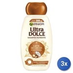 3x Garnier Ultra Sweet Nutrient Shampoo Coconut Milk And Macadamia 300ml