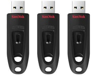 SanDisk Ultra 32 Go Clé USB 3.0 jusqu'à 130 Mo/s - Paquet de trois