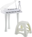 Kids Piano Keyboard with Stool Childrens Piano Lights Microphone 32 Keys White