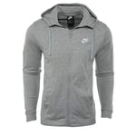 Nike M NSW Club Hoodie FZ JSY Sweat-Shirt Homme, Gris (Dark Grey Heather/White 063), FR : L (Taille Fabricant : L)