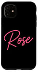 Coque pour iPhone 11 Rose Nom Femme Mignon Fille Élégante Femme Amour Manuscrite