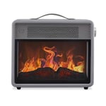 Swan SH27034 Retro Flame Effect Heater with Adjustable Thermostat, Independent Flame Effect, Quiet Operation, Overhear and Tip Over Switch Protection, 1.8KW, Grey