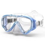 MHSHKS Snorkel Set Diving Masks Anti-Fog Snorkeling Diving Mask With Upgraded Free Breathing Tubes Flexible Silicone Large Frame Glasses For Adult And Youth (Color : Only blue mask)