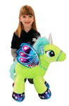 Licorne 50 CM Grande Peluche En Pieds Poney Cheval Vert pour Enfants Garçons