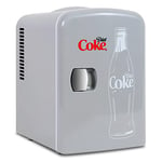 Coca Cola Diet Coke Mini Fridge For Bedrooms 4L Small Fridge 6 Can Table Top Fridge Quiet Mini Fridges For Skincare Food Drinks Kids Home Car & Travel 12v Portable Cooler Warmer Refrigerator, Grey