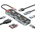Concentrateur USB C Tiergrade, Adaptateur USB C 8 en 1 avec HDMI 4K, PD 100 W, 2 USB-A 5 Gbit/s, USB 2.0, Lecteur de Carte TF/SD, Station d'accueil USB C pour MacBook et Autres appareils Type-C