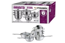 6x Steamer & Cookware Set Stainless Steel Sauce Pan Pot KITCHEN Cook UK FREE P&P