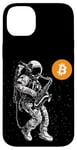 Coque pour iPhone 14 Plus Bitcoin Space Jazz Astronaut crypto sax saxophonist moon