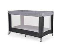 MONi Parc rectangulaire Non Toxique avec Matelas Solo- Gris | Convient pour la Sieste et Le Temps de Jeu | Jusqu'à 24 Mois