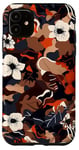 Coque pour iPhone 11 Motif camouflage floral abstrait marron vintage