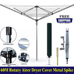 60M Rotary Airer Clothes Li Dryer Heavy Duty 4 Arm Garden Outdoor Washing Line