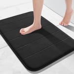 Yimobra Memory Foam Bath Mat Large Size, 43 x 61 cm, Soft and Comfortable, Super Water Absorption, Non-Slip, Thick, Machine Wash, Easier to Dry for Bathroom Floor Rug, Black