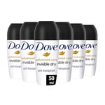 DOVE - Déodorant Femme Advanced Care Invisible Dry - Bille Anti-transpirant - 48h de protection - Minimise les traces blanches (lot de 6x 50 ml)