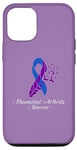 Coque pour iPhone 13 Pro Ruban violet et bleu avec plumes pour polyarthrite rhumatoïde