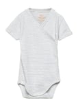 Copenhagen Colors Baby Striped Wrap Body W. Short Sleeve Blå