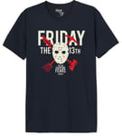 FRIDAY THE 13TH Men's Uxfridmts002 T-Shirt, Navy, XXL