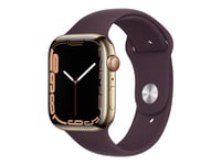 Apple Watch Series 7 (Gps + Cellular) - 45 Mm - Guld, Rostfritt Stål - Smart Klocka Med Sportband - Fluoroelastomer - Mörkt Körsbär - Bandstorlek: Standard - 32 Gb - Wi-Fi, Bluetooth - 4G - 51.5 G