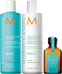 Trio Soin Original 25ml, Shampooing et Après-shampooing Réparateur 250ml Moroccanoil