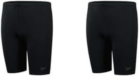 Speedo Boy's ECO Endurance+ Jammer, Comfortable Fit, Adjustable Design, Extra Flexibility, Quick Drying, Black, 11-12 Years (Pack of 2)