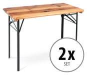 2x Table Jardin Terasse Pliable Bois Extérieur Meuble Camping Bière Balcon 117cm