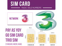 THREE NETWORK SIM CARD PAY AS YOU GO TRIO 2022 TARIFF UNLIMITED CALLS | TEXT