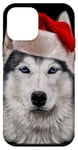 Coque pour iPhone 12 mini Chien husky sibérien festif avec bonnet de Père Noël