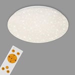 Briloner Leuchten Plafonnier LED dimmable avec décor étoilé – Couleur de température réglable avec télécommande – Idéal pour la chambre à coucher, Blanc