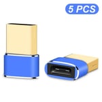 5 Pièces Usb À Type C Otg Adaptateur Usb Usb-C Mâle À Micro Usb Type-C Femelle Convertisseur Pour Macbook Samsung S20 Usb C Otg Connecteur - Type 5pcs Blue #B