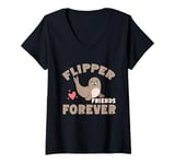 Womens Flipper Friends Forever Seal V-Neck T-Shirt