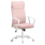 SONGMICS Fauteuil de Bureau, Chaise Ergonomique, Siège Pivotant, Assise Rembourrée, Réglable en Hauteur et Inclinable, Capacité de Charge 120 kg, Rose Bonbon OBN034R01