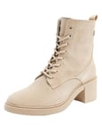 Tommy Hilfiger Bottes Femme Suede Mid Heel Laceup à Talon, Beige (Beige), 41