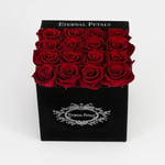 Real Roses That Last Years - Eternal Petals, Handmade in UK, Bouquet, Flowers Delivery Next Day Prime UK - A Black Square Box (Deep Red)