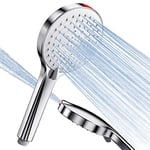 SREWOHS Shower Head Water Saving - High Pressure Rainfall Hand Held Shower Head Large 125mm Shower Head Face 5 Jet Modes Built-in Power Wash to Clean Tub,Tile & Pets (Shower Head Without Hose),Chrome