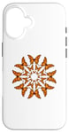 Coque pour iPhone 16 Petit papillon – Motif floral mandala orange