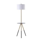 Lampadaire trépied salon avec tablette en verre chargeur USB blanc doré Myra Versanora VN-L00068-EU