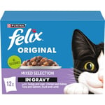 FELIX Original Mixed Selection in Gravy Wet Cat Food 12x85g (Pack of 4)