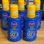 2x Nivea Sun Kids SPRAY Protect & Care SPF 50+ Sunblock 5 in 1 Protection 200ml