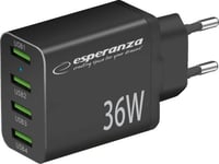 Esperanza Laddare Ezc107k Esperanza Nätladdare 36W 4X Usb-A Qc 3.0 18W