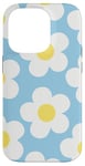 iPhone 14 Pro Light Blue Flower Daisy Leaf Cute Floral Pastel Pattern Case