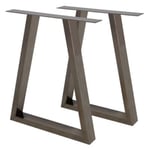 Set 2 pieds de table à manger piètement meuble design A cadre acier 60 x 72 cm