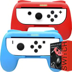 Grips (Poign¿¿Es) Compatible Avec Nintendo Switch Joy-Cons Pour Plus De Confort - Twin Pack (1x Rouge - 1x Bleu) Compatible Avec Joy-Con Droite Ou Gauche Pour Nintendo Switch.
