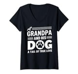 Womens A Grandpa and his Dog a Tail of true Love Dog Grandpa V-Neck T-Shirt