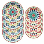 Purely Home Rio Medallion Outdoor-Plastic/Melamine Dinner & Side Plates-Set of 4