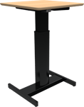 FluidForm, Enkeltben hæve-/sænkebord, firkantet, natur/sort, H120x60x60 cm, bøg