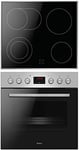 Amica ACHE 9335 E Cuisinière avec chaleur tournante/Four avec plaque de cuisson et cadre en acier inoxydable/Minuterie/Nettoyage à la vapeur d'eau